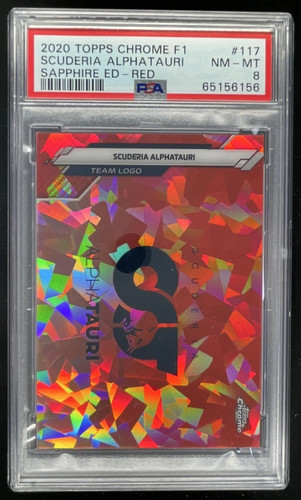 2020 Topps Chrome Sapphire Formula 1 Red #117 Scuderia AlphaTauri Team /5 PSA 8
