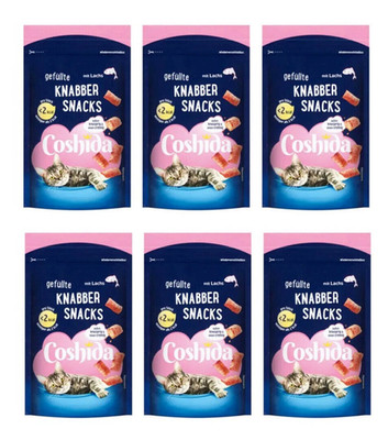 6x 150g COSHIDA gefüllte Knabber-Snacks mit Lachs knusprig & cremig
