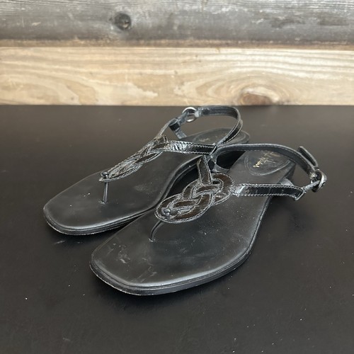 Cole Haan Black Patent Leather Infinity Knot Slingback Sandals Women’s 8.5 - Picture 1 of 7