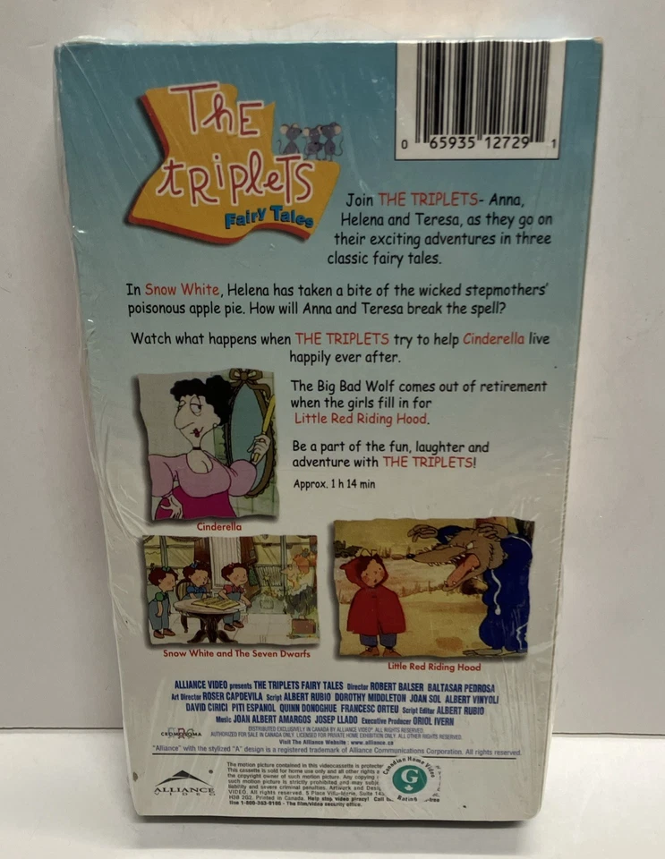 The Triplets Fairy Tales VHS Cinderella Snow White Little Red Riding Sealed Rare - Image 3 of 4