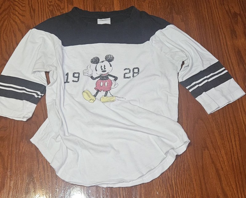 Disney Mickey Mouse 1928 ORIGINAL ICON White w/BlueStripe T-Shirt Women's Size M