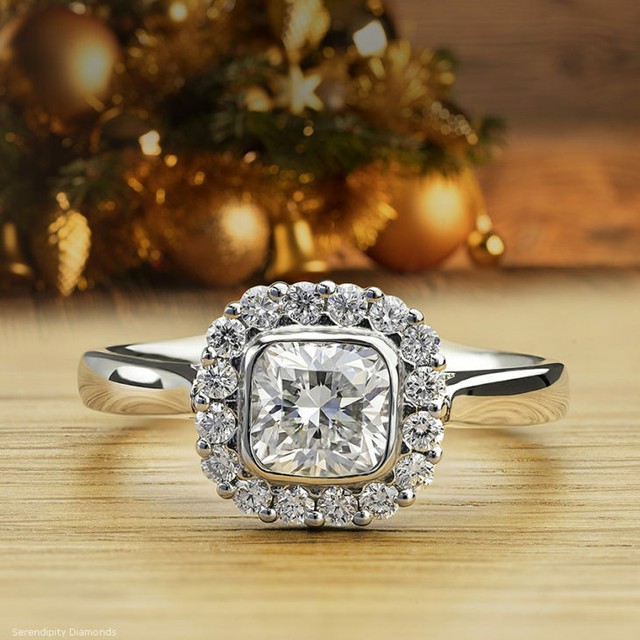 2.25 CARAT Cushion Cut Diamond Classic Halo Engagement ...
