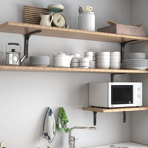 Wall Shelf Bracket 6 x 5 Inch Black Iron Metal L Shaped Corner Support 4PCS - Picture 3 of 7