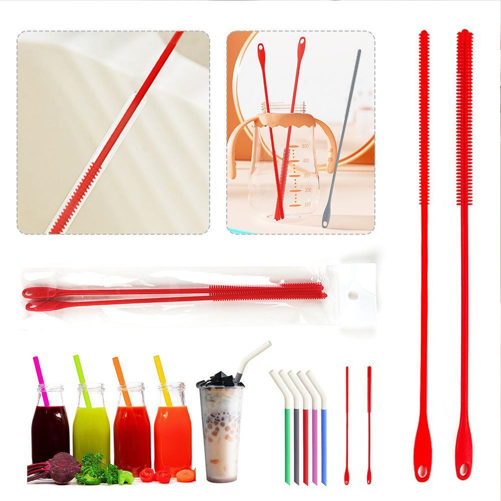Silicone Straw Brushes Extra Long Straw Cleaning Brush Reusable Drinking` U1S1