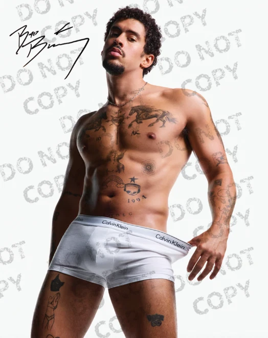 BAD BUNNY SIGNED AUTOGRAPHED CALVIN KLEIN POSTER SHIRTLESS PHOTO OR 3" STICKER - Image 2 of 4