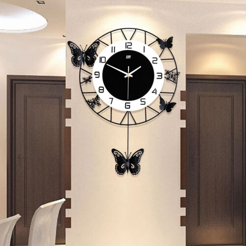 Modern Butterfly Wall Clock Wall-mount Metal Quartz Wall Clock Living Room Decor - Picture 1 of 12