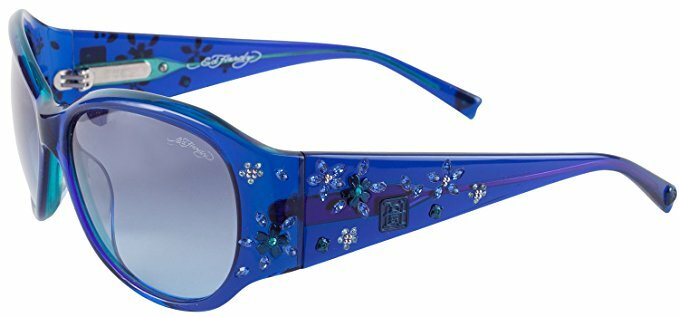 Ed Hardy Sunglasses Sakura Flowers - Blue with Case and Box  display picture 3