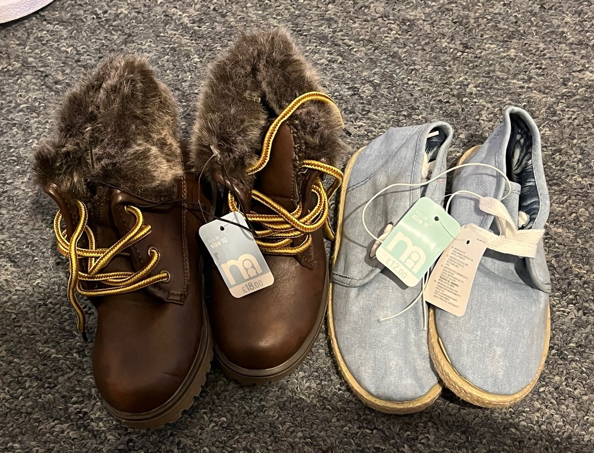 X New Mothercare Brown Kids Snow Boots Size 10 EUR 28 Euro 29