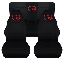 Front+Rear car seat covers black w/red lovely paws fits Jeep wrangler YJ/TJ /LJ