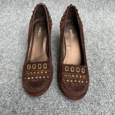 Womens Brown Suede Heels Shoes Sz 9 Dress Vaneli