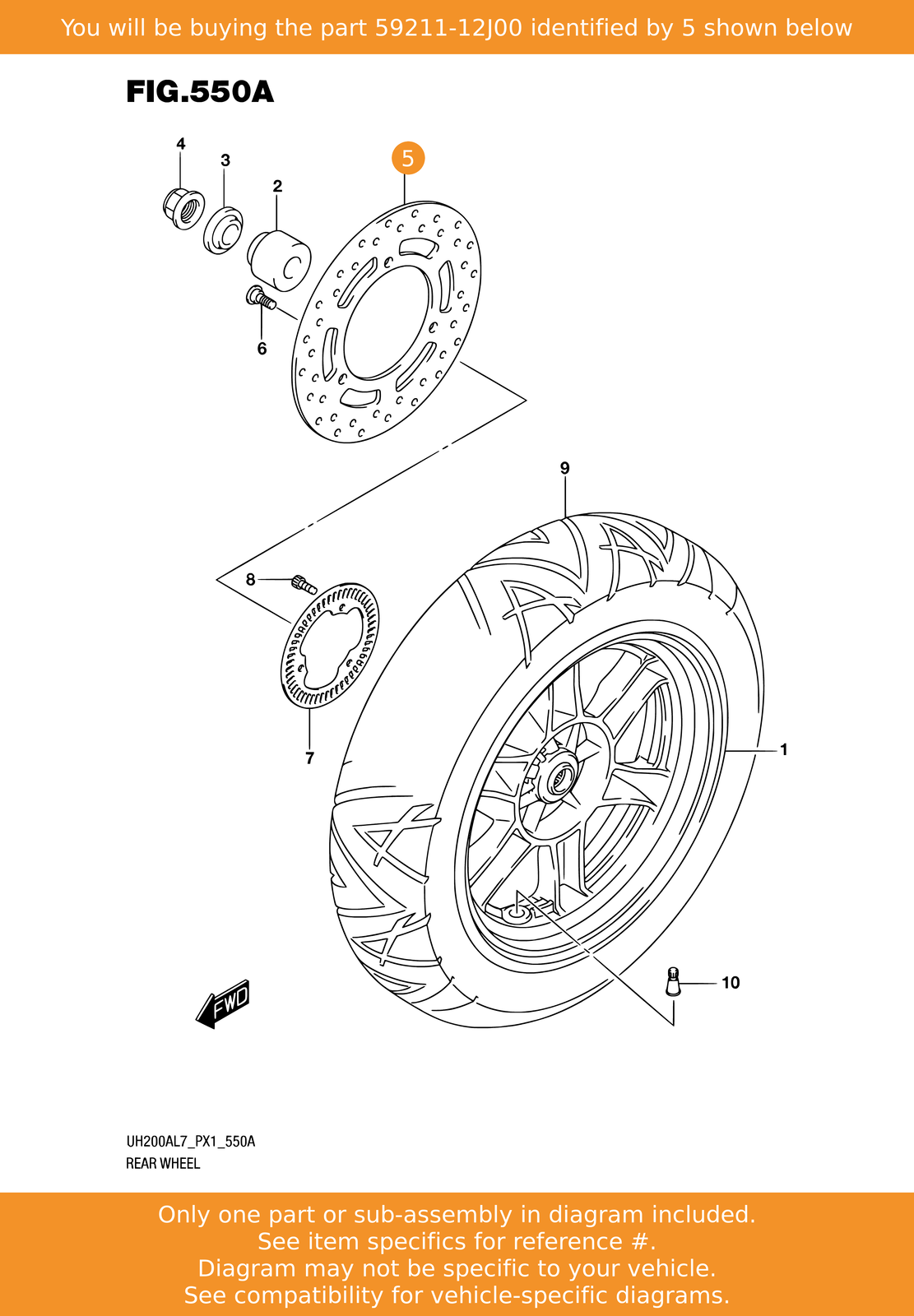 Suzuki Burgman Uh125 / UH 125 Front Brake Disc 59211-12j00 2013  