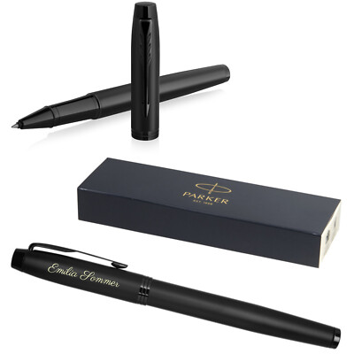 Parker IM Achromatic Tintenroller mit Gravur Premium Stift graviert schwarz