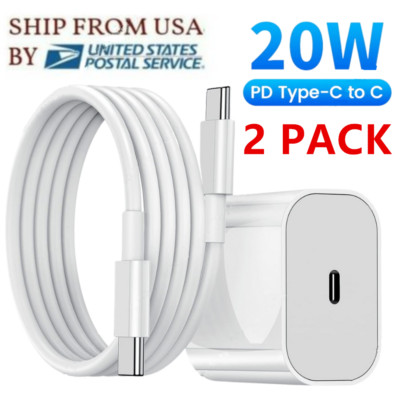 For iPhone 15 Pro Max Plus iPad Samsung 20W USB-C Fast Charger PD Type-C Cable