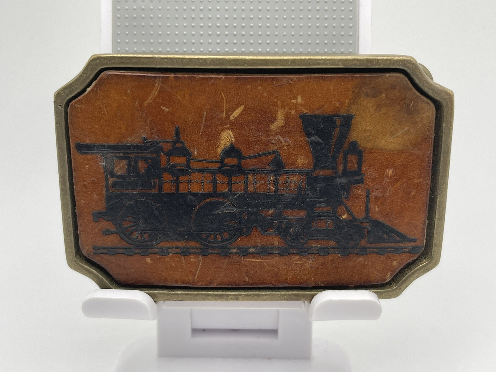 Vintage BTS Solid Brass Steam Engine Train Belt B… - image 1