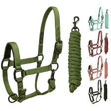 Derby Originals Blackout Reflective Safety Stable Horse Halters with Leads