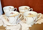 Cup And Saucer Set (4), w/3 Dessert Plates, Vintage, White, Flowers & Gold Trim — photo 8