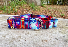 1 inch wide Adjustable Martingale Dog Collar - Slip on Galaxy Space Collar USA
