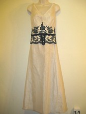 DAVID'S BRIDAL Formal Gown Wedding Party Cream Nude Long A-Line Dress Size M 14*