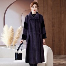 Giacca donna invernale 2024 vera lana cashmere nuova pelliccia visone cappotto lunghezza ginocchio