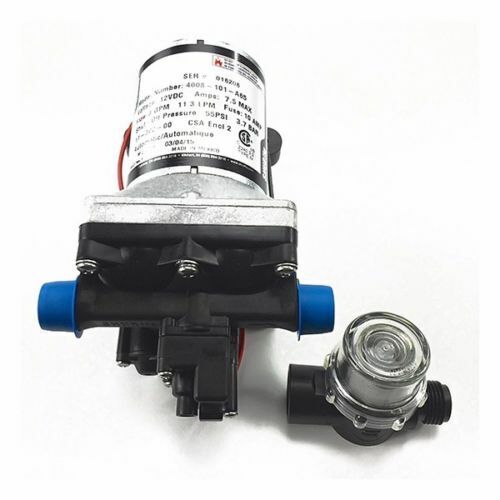 Shurflo 4008-101-A65 w/ Strainer | Marine and RV 12V Water Pump | 3.0 GPM 