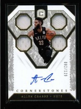 ALLEN CRABBE 2018/19 CORNERSTONES QUAD JERSEY RELIC AUTO #082/129 AK8787