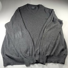 Chaps Men's Sweater Long Sleeve Large Classic Fit V Kneck Gray Cashmere Cotton