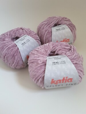 3 x KATIA SAMT FEIN WEICHES LILA GARN 50 gr