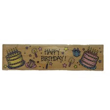 Hero Arts Happy Birthday Border H599 Rubber Stamp Party Cake Gifts Candles 1996