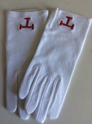 Baumwollhandschuhe bestickt Taus rot Freimaurer embroded masonic gloves