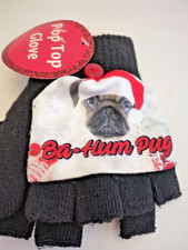 New Ba Hum Pug Dog Open Finger Gloves Pop Top Glove One Size