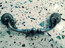 Ornate FURNITURE Hardware Drawer Bail Knocker Pull 5" C-C Satin Pewter Handle