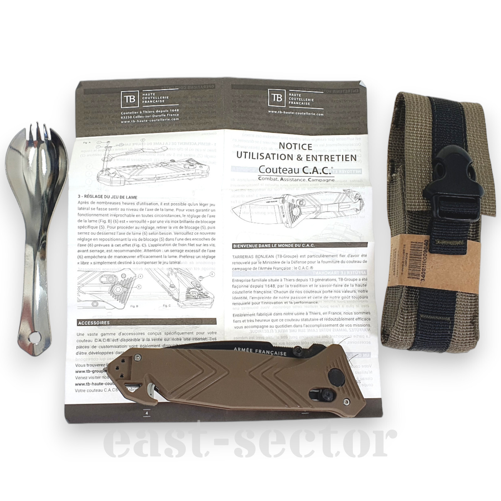 CAC - French Army Military Knife Spork Case Coyote Tan Nitrox Foreign Legion TB