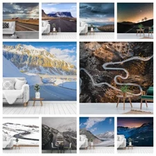 3D Mountains Road Snow Self-adhesive Wallpaper Removable Wallpaper Wall Mural
