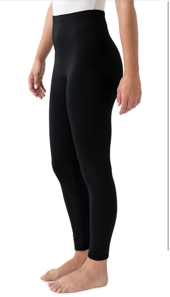 MUK LUKS LEGGINGS Size S / M BLACK Womens Fleece Lined 1 PAIR - Image 3 of 4