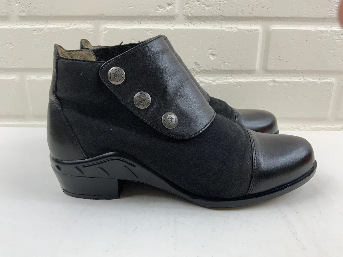 Ariat Side Snap Leather Pull On Riding Black Ankle Boots Women s Sz 6