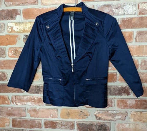 Petite Navy Jacket Blazer Military Zip 