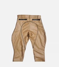 Men's Real Cow Leather Highway Police Uniform Breeches Tan Brown Leather Pants