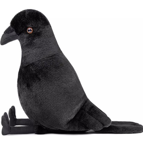 RAVEN, Crow, Black Bird, Soft Stuffed Plush Toy, Gift, Halloween Decor (8”)
