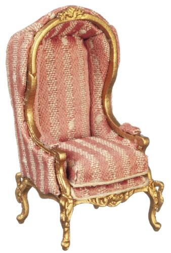 Dolls House Dark Pink & Gold Medieval Porter Chair JBM Hall Furniture 1:24 Scale - Picture 1 of 8