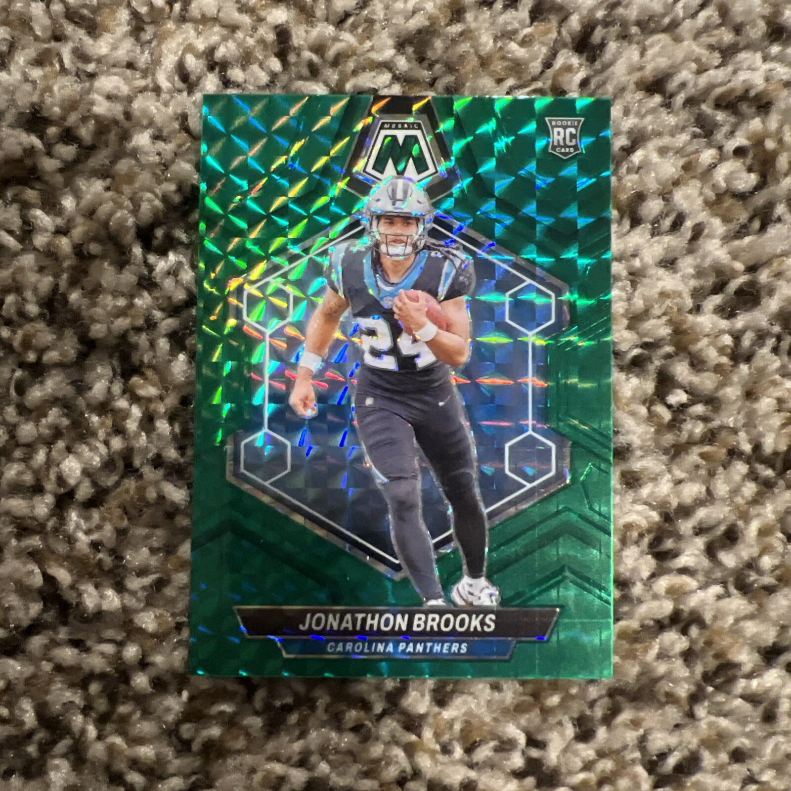 2024 Panini Mosaic - Rookies Green Mosaic Prizm #345 Jonathon Brooks (RC)