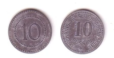 10 Pfennig Emergency Money Zinc Coin Mechanical Rope Factory Füssen (112308)