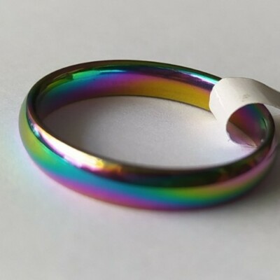   Regenbogen Ring 4mm Edelstahl Gr.18 Rainbow Multicolor 