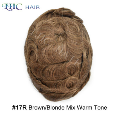 Mens Toupee Human Hair Replacement System Fine Mono Lace DurableMonofilament Wig