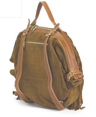 NWT - IL Bisonte TALAMONE Suede Fringe Backpack CONVERTIBLE  display picture 2