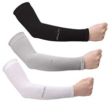 3/6 Pairs UV Protection Cooling Arm Sleeves Women Men, 3-pairs Black grey white