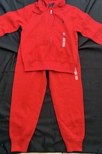 Polo Ralph Lauren Unisex Fleece Tracksuit Set Full-Zip Hoodie Joggers Red Size S