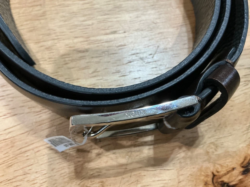 Cinturón de cuero marrón oscuro Kiton Napoli para hombre talla 46/125 *NUEVO CON ETIQUETAS* Foto 2 de 4