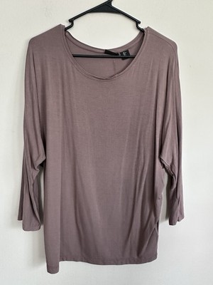 Tahari Womens Cozy Bat Sleeve 3/4 Sleeve Top XL Taupe Neutral Capsule Wardrobe