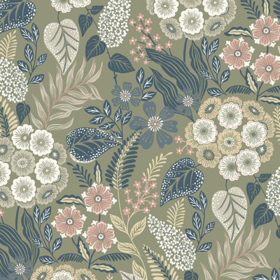 Grandeco Karuna Retro Weiß Orange Blumen Tapete Botanical Paste The Wall 