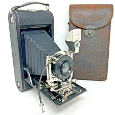 1912 ANSCO Folding No.3A Special Camera w/remote leather Case 4-128 capax lens
